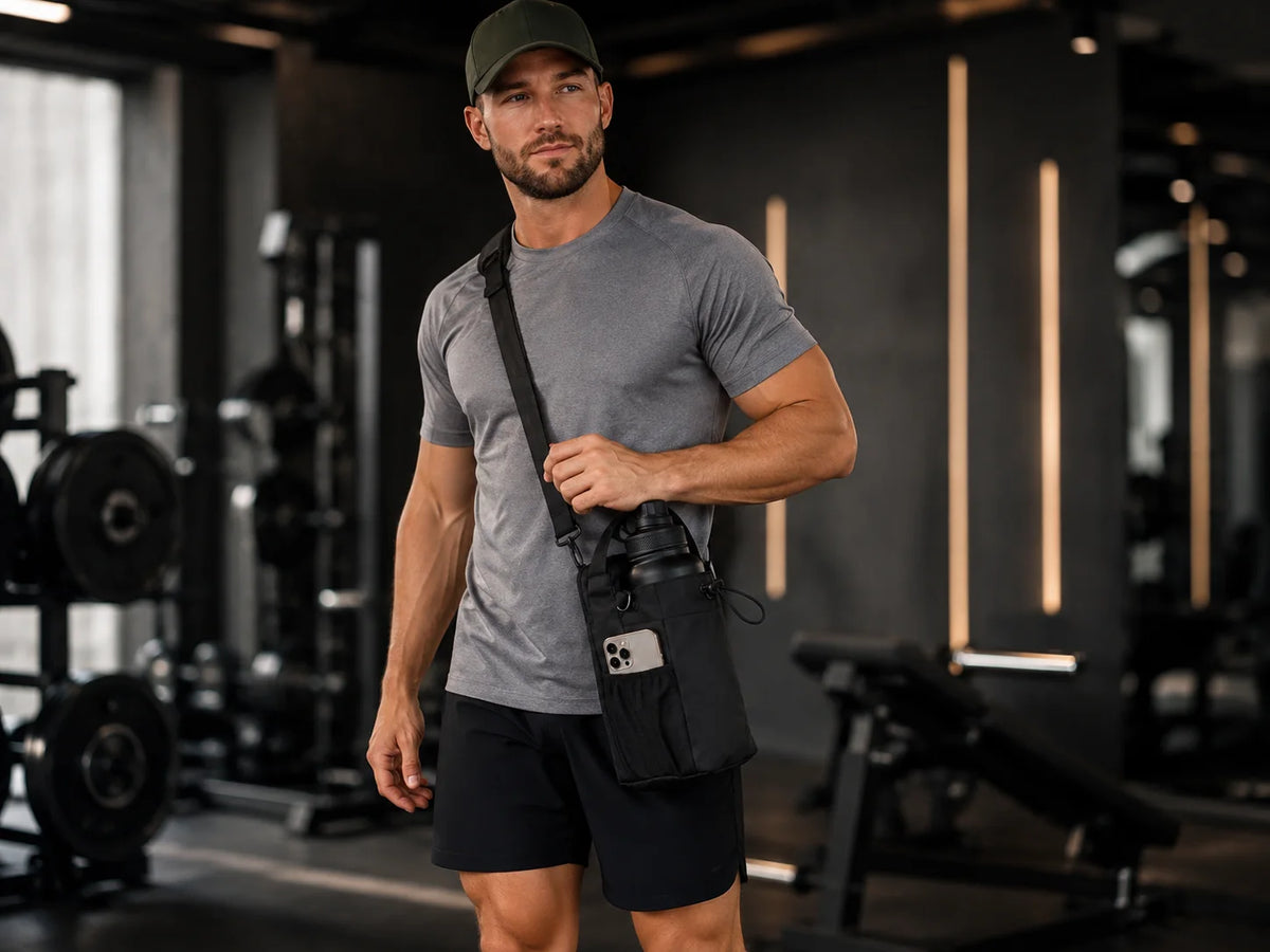 Athlete carrying ATHREXX magnetic gym bag